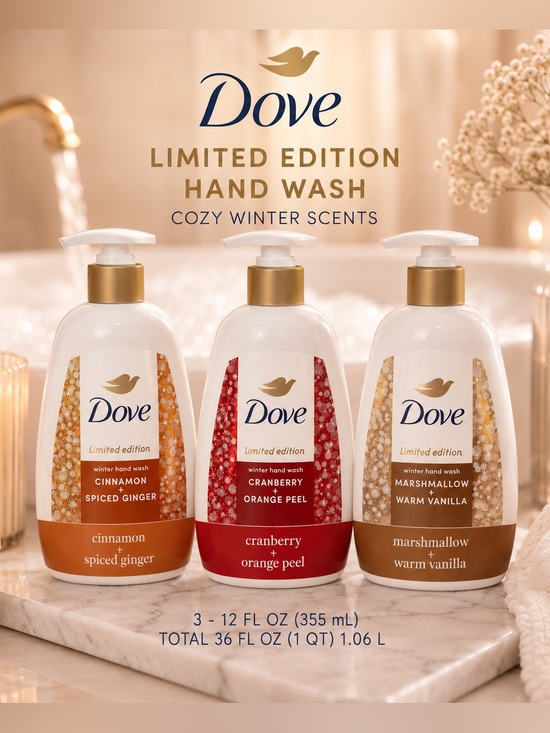 Dove Other - Limited Edition Cozy Winter Hand Wash - White/Red/White (3-Pack)